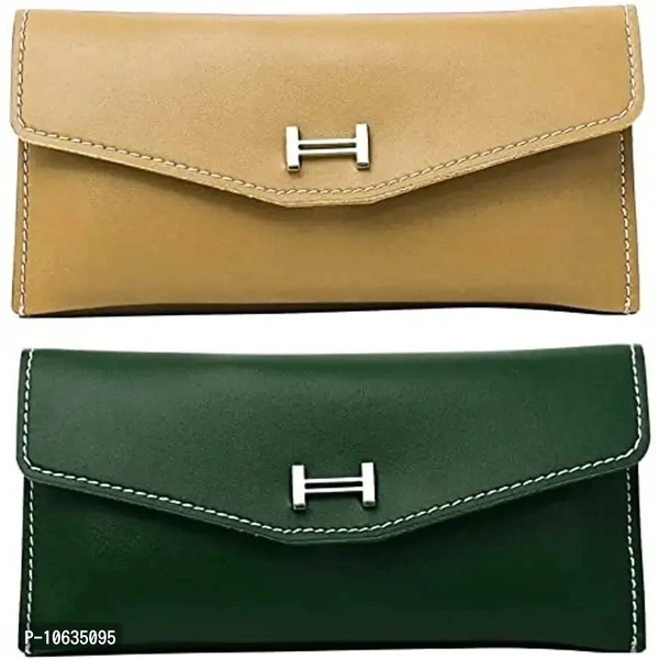 CADEAU wallet for women leather Ladies Wallets and Clutches Imported Wallet with High Quality Clutches Combo Green and yellow color