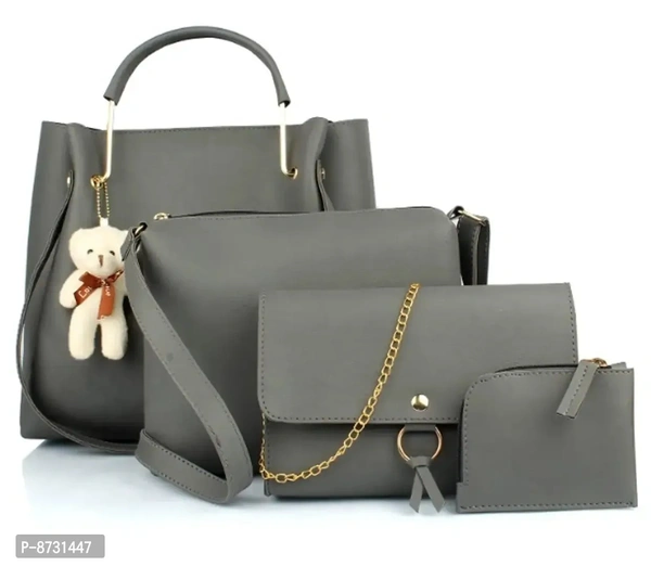 Mammon WomenS Grey Handbag Combo (Set Of 4) Grey