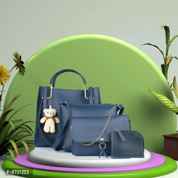 Classy Women Handbag Combo (Set Of 4) Blue.