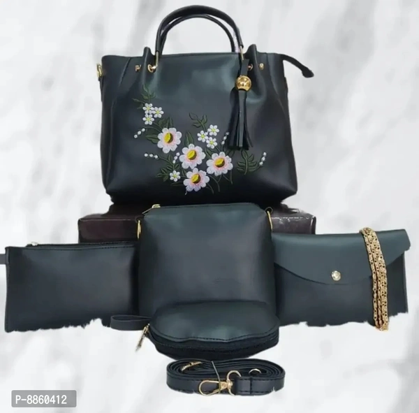 Women Stylish PU Handbag Set of 5