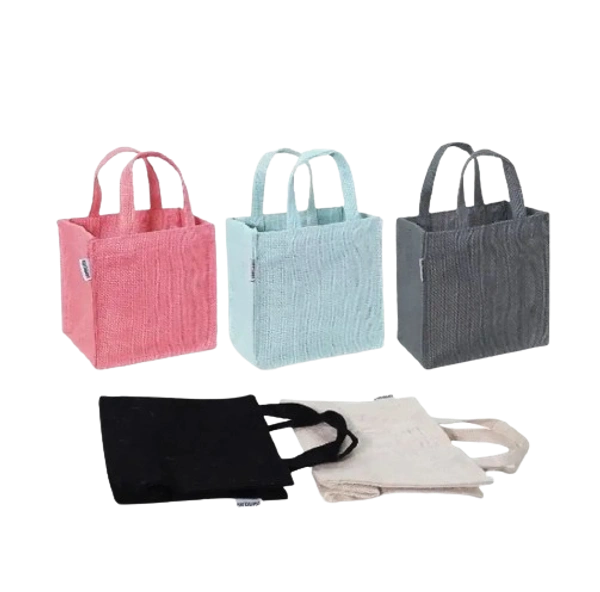 Cute jute gift bags in multicolor  pack of 5