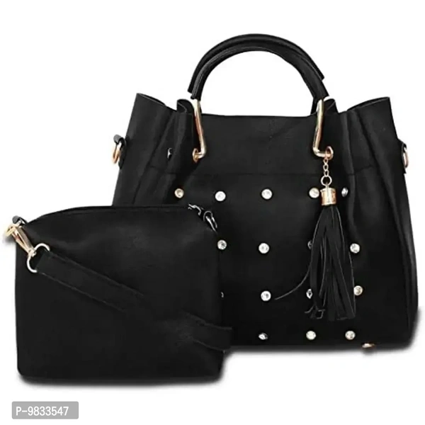 SaleBox P.U. Leather Handbag for Women's/Handbag for Girls/Women's Shoulder Bag Pack of Two (Small Size) (Black)