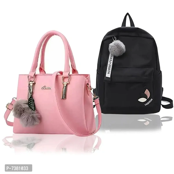 Trendy Cute Handy Hand-Held Shoulder Bag And Backpack Combo For Women