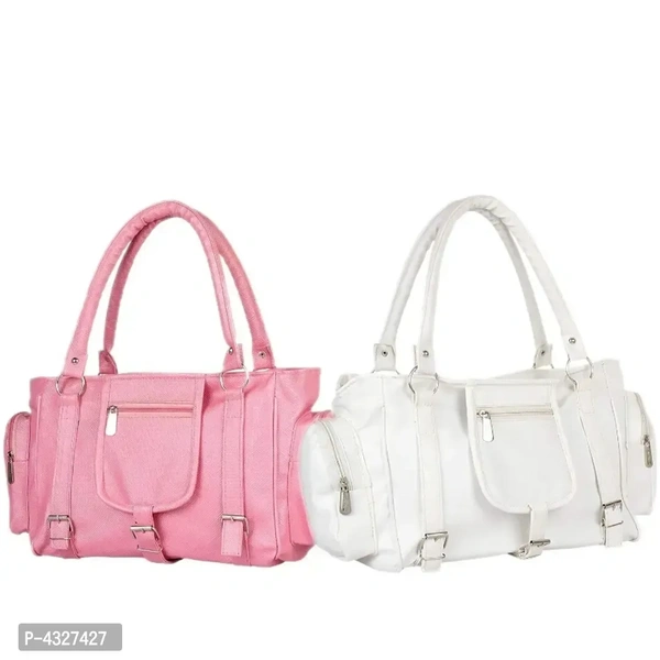 Stylish Artificial Leather Solid Handbags Combo Sets For Women(2 Pieces)