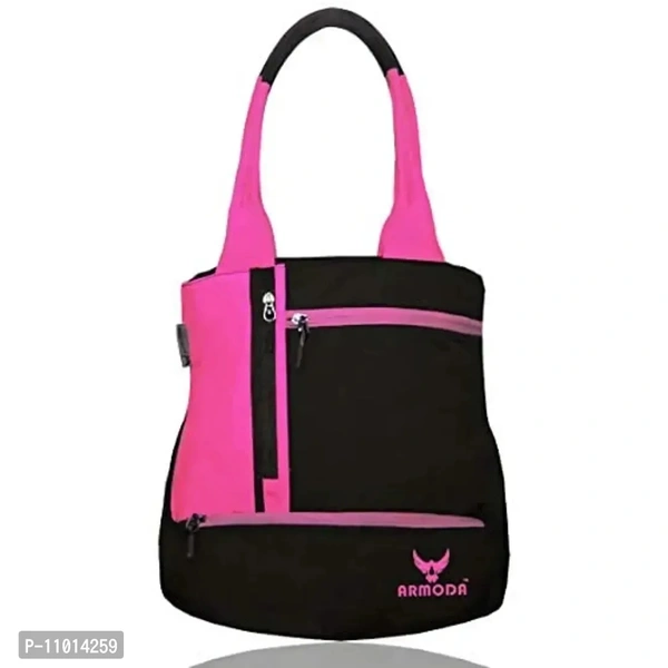 ARMODA LADIES MULTI-POCKET SHOULDER BAG (Black & Pink)