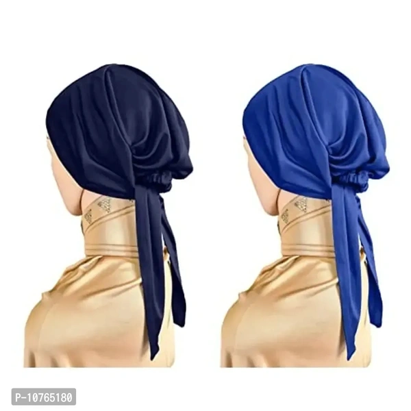 Mehar Women's Hair Tail Cap Poly Cotton Hijab Set of T-Cap 2 pcs (Navy Blue - Royal Blue)Within 6-8 business days However, to find out an actual date of delivery, please enter your pin code.• Made with light weighted breathable and stretchable fabric fits any face and size• Ties on back for adjustment,your hair wrap without pin• Multipurpose Use Tie Back T-Cap and Under Scarf• Inst