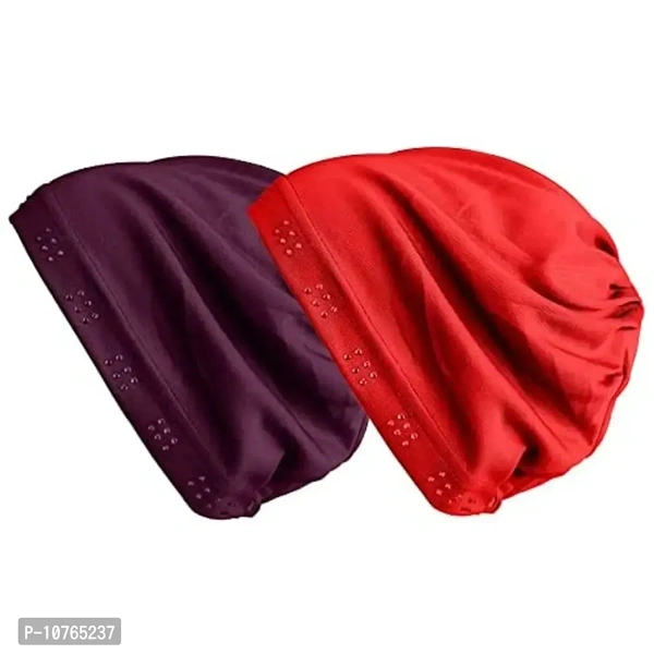 Mehar Hijab Women's Hair Bonnet SD Cap 2 Ps. Set (Vine - Red)