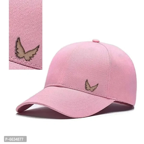 Stylish Adjustable Cap 100% Cotton With Wooden Logo And Pink Colour for Men And Women.