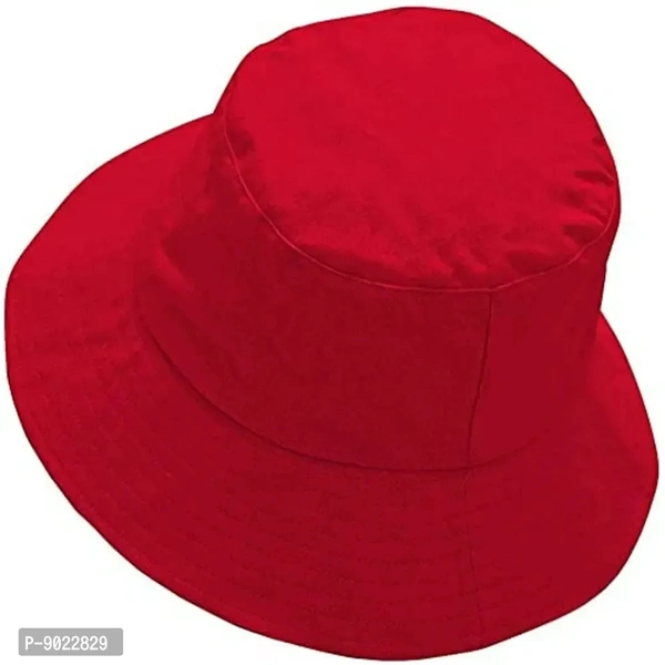 SATYAM KRAFT Foldable Stylish Reversible Bucket Hat Caps for Women, Teens, Ladies and Girls for Summer Accessories, Beach wear, Travelling, Tracking (Design 1) (Red)