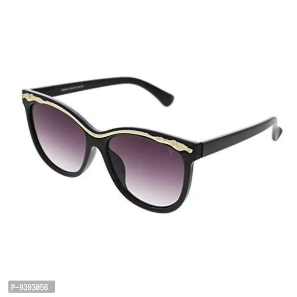 Vast Black, Gold Polycarbonate Cat Eye Flat Lens Retro Vintage Style Women's Sunglasses (96022