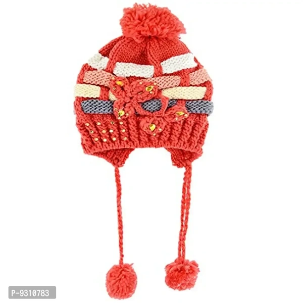 SoSh Imported Fashionable Woolen Expandable Very Soft Beanie Cap for Women Girls Adults Female- Free Size (Orange 1)