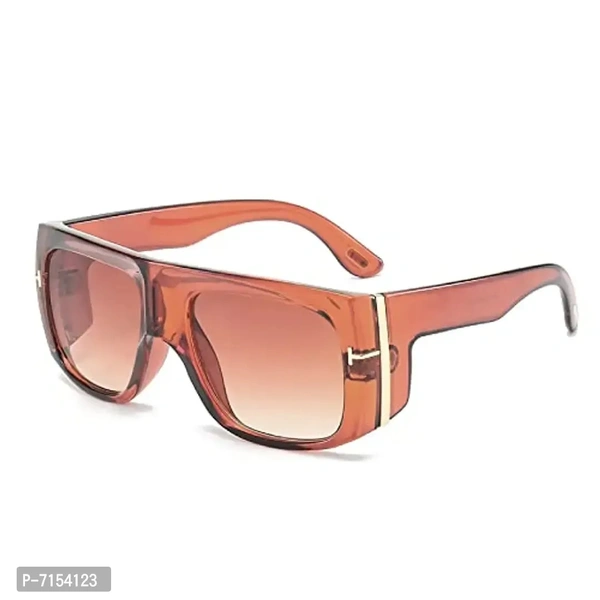 AUGEN By Visions India Retro Vintage Oversized Square Abstract Unisex Sunglasses UV400 Protected Large Size (Brown, 115)