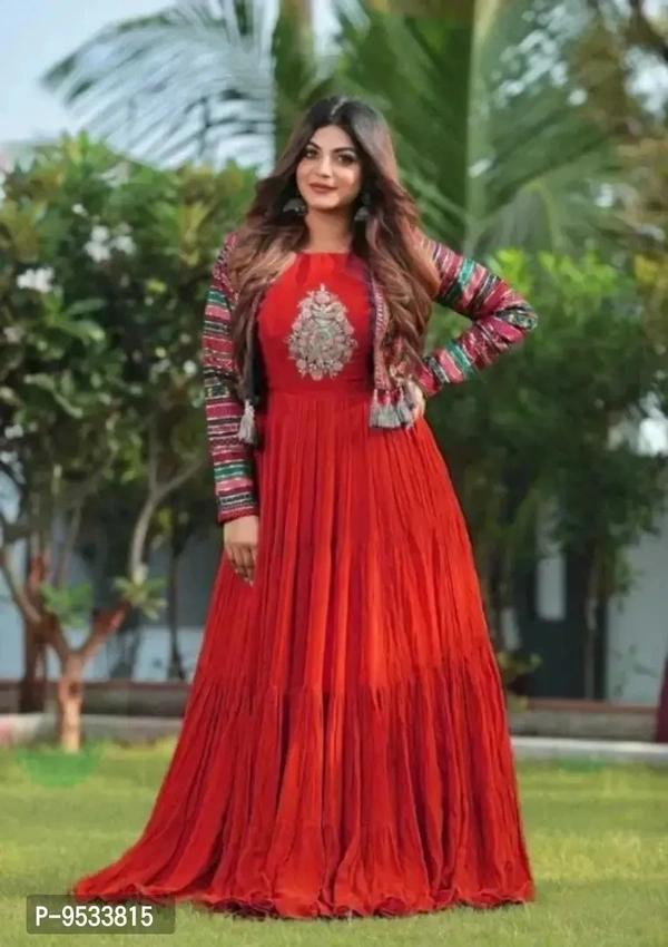 Red Anakali Kurti With Jacket