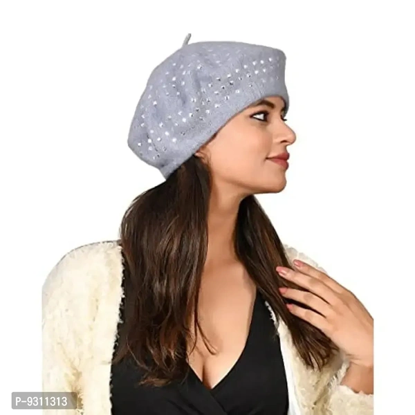 SoSh Beautifully wooven Expandable Very Soft Beanie Winter Hat Slouchy Warm Snow Fancy Knit Skull Woolen Cap for Women Imported Velevt Cum Woolen hat