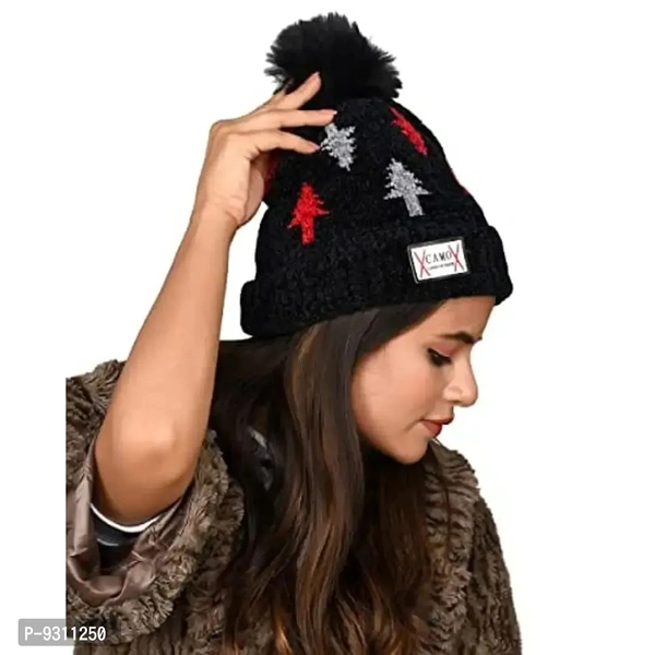 SoSh wooven Expandable Very Soft Beanie Winter Hat Slouchy Warm Snow Knit Skull Woolen Fancy Beautifully Cap for Women Imported Velevt Cum Woolen hat