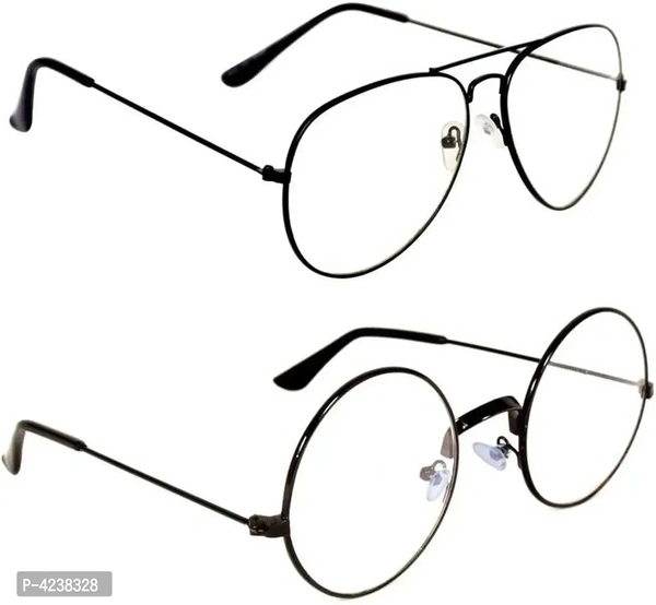 Premium Black Metal Frame Unisex Sunglasses (Set Of 2)