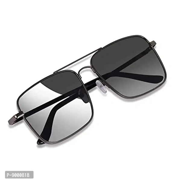 Roshfort Latest and Stylish Fashion Square Shape 100% UV Protected Premium Glass Lens Driving Vintage Pilot Gradient Metal Body Unisex Sunglasses for Men and Women (Black)Size: 