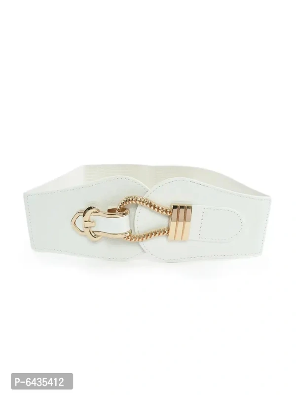 Stylish White Canvas Slim Belt For Women