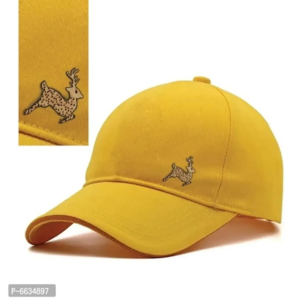 Stylish Adjustable Cap 100% Cotton With Wooden Logo And Yellow Colour for Men And Women