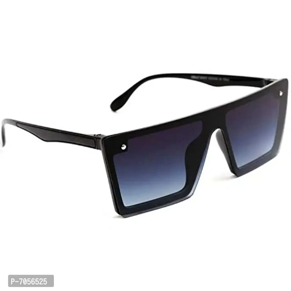 Dervin Men's and Women's Flat Design Rectangular Sunglasses (Medium, Black)