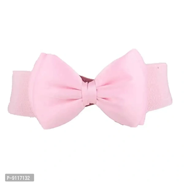 SYGA Women Bow Waist Band Elastic Pu Leather Fashionable Waist Belt for Girls 60-80cm Retro Ladies Waist Belt For Jeans Short Long Dress Skirt Sweater Shirt- Light Pink