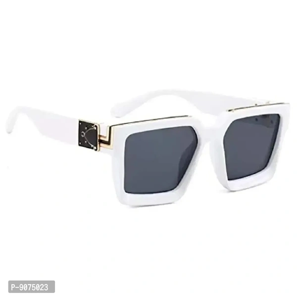 PIRASO Millionaire Celebrity Oversized Rectangular Men's and Women's Sunglasses (White)