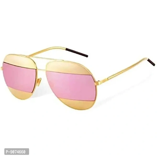 PIRASO UV Protected Metal Body Unisex Sunglasses GOLD PINK