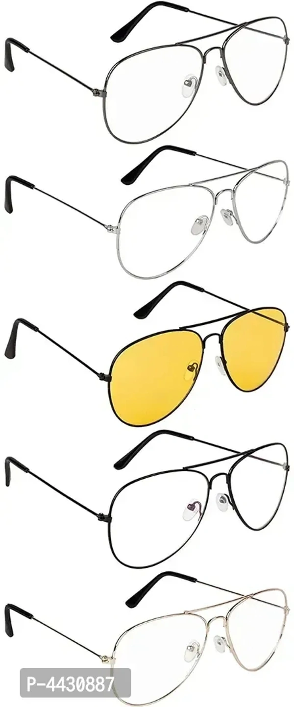 Modern Multicoloured Combo Of 5 UV Protection Aviator Unisex Sunglasses With Pouch