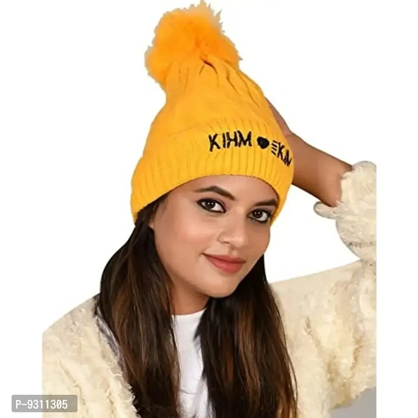 SoSh Fancy Beautifully wooven Expandable Very Soft Beanie Winter Hat Slouchy Warm Snow Knit Skull Woolen Cap for Women Imported Velevt Cum Woolen hat