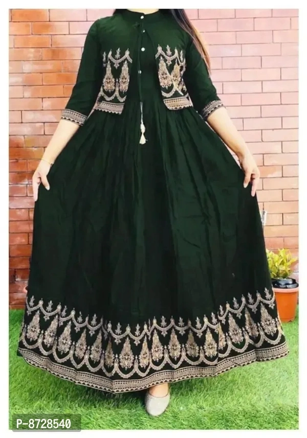 Stylish Fancy Rayon Foil Print Beautiful Kurti With Jackets For Women