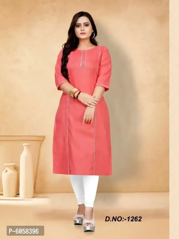 Elite Pink Ruby Cotton Self Design Kurta For Women