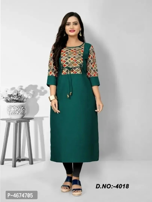 Women Cotton Printed Straight Kurta