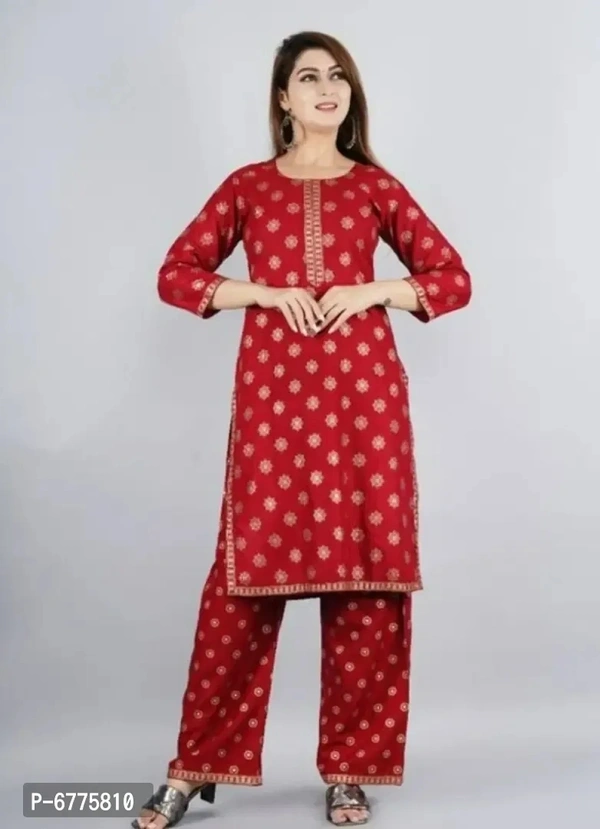 Elegant Rayon Kurti With Bottom Set For Women