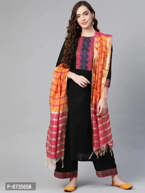 Classic Cotton Printed Kurta, Bottom and Dupatta Set for Women