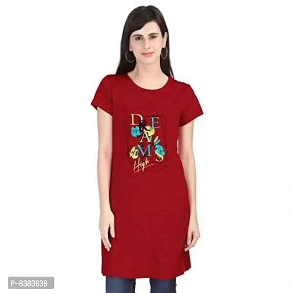 KAFF Women's Regular Fit Long Top with Slit-Single Pcs- 100% Cotton