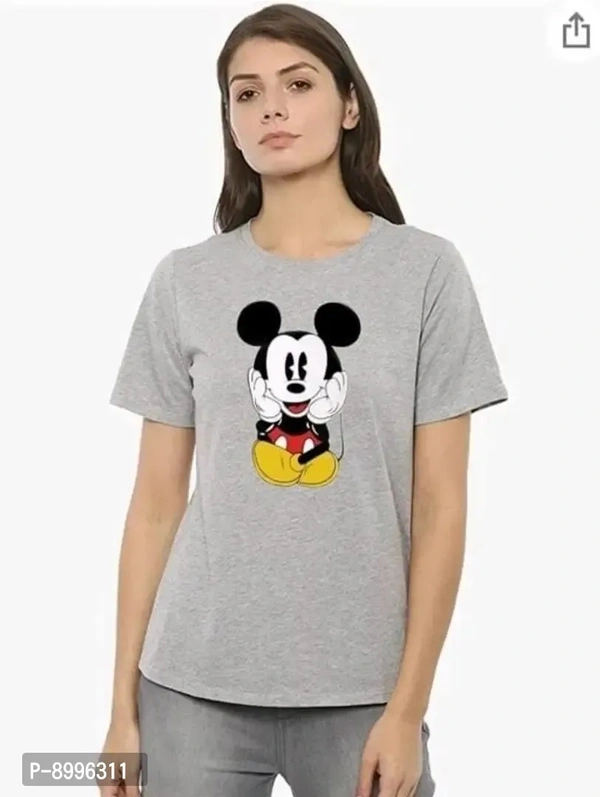 Stylish Fancy Cotton Blend Printed Short Sleeves T-Shirts For Women