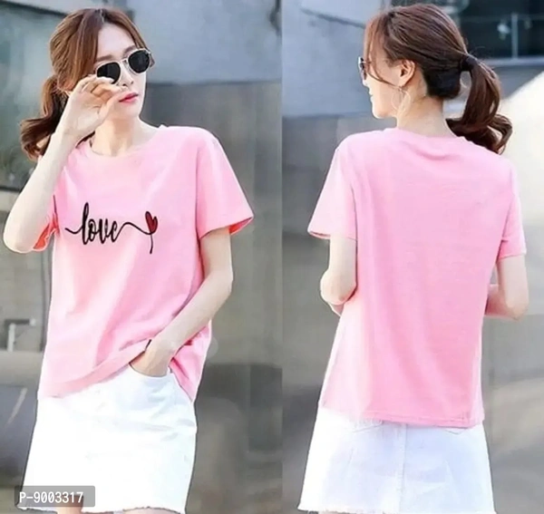 Elegant Pink Cotton Blend Printed Top For Women