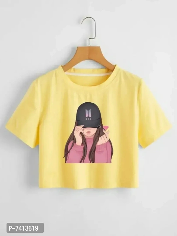 Womens Crop Printed Tshirt