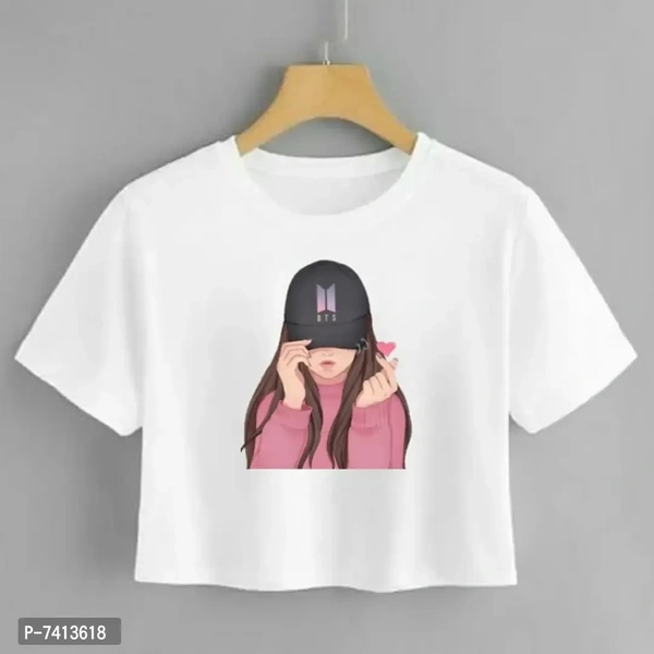 Womens Crop Printed Tshirt