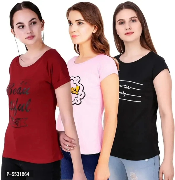 Trendy Printed Cotton T-Shirt Combo of 3
