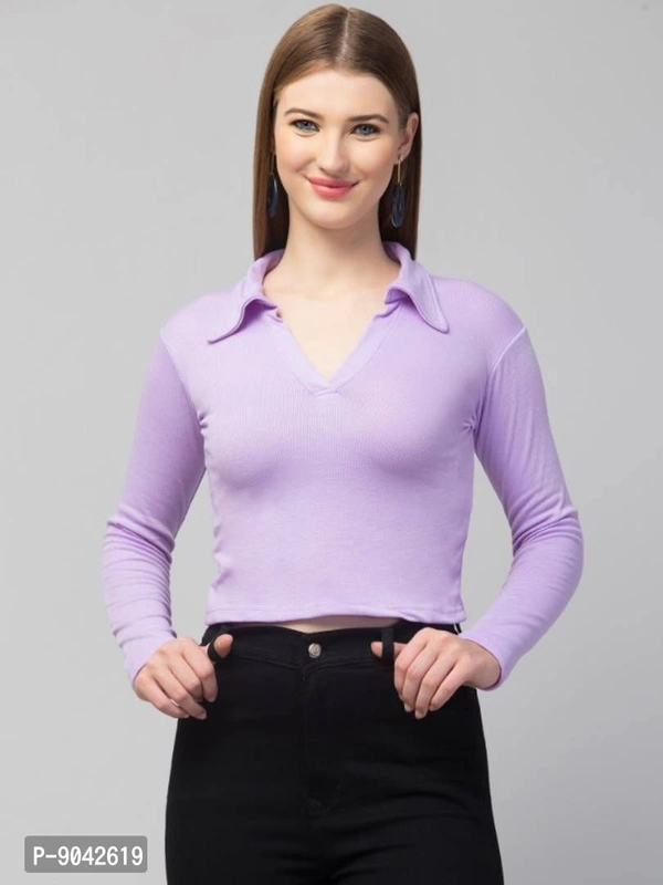 Classic Polo Collar Full Sleeves Top for Women