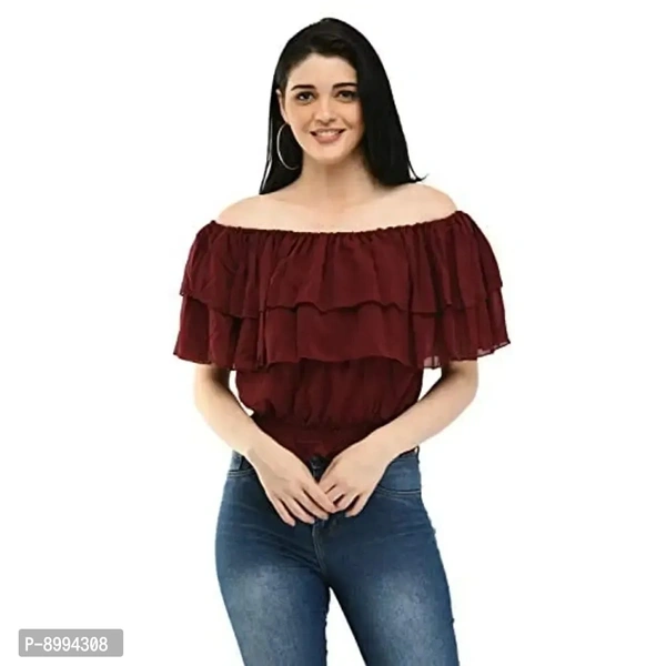 Womenster Women's Frill Trim Full Sleeve Regular Fit Top