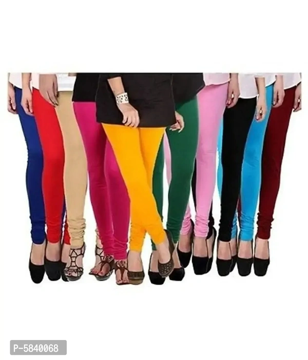PACK OF 10 - LADIES ULTRA VIVA PLAIN 2 WAY CHURIDAR LEGGINGS