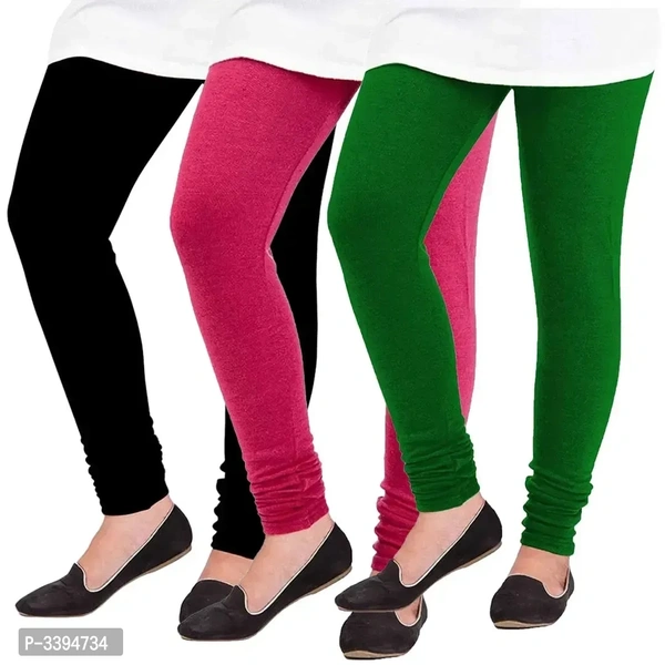 Amazing Solid Winter Woolen Women Leggings(Pack Of 3)