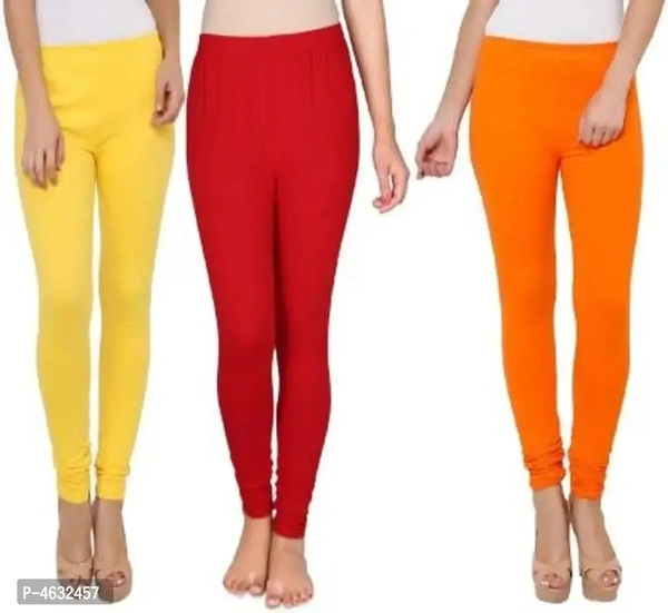 Women's Cotton Solid Multicoloured Legging Pack Of 3