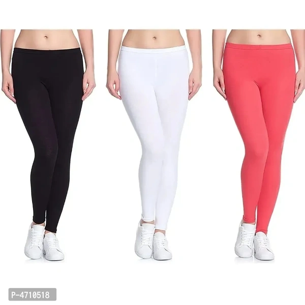 Stylish Cotton Ankle Length Leggings for Women ( Pack of 3 )( Free Size )