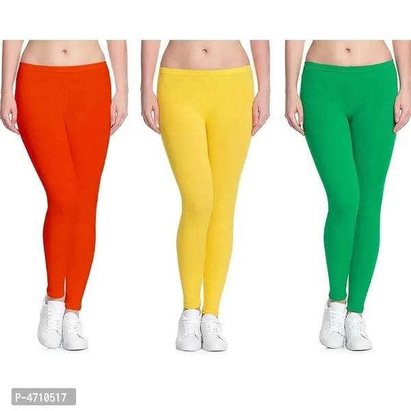 Stylish Cotton Ankle Length Leggings for Women ( Pack of 3 )( Free Size )