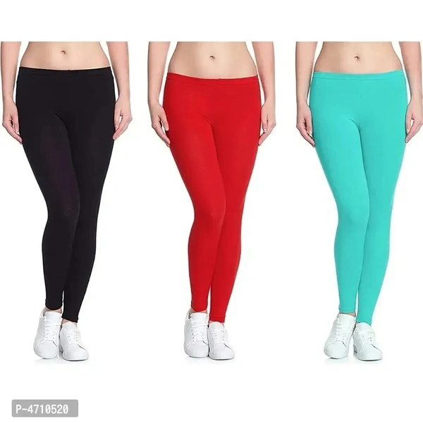 Stylish Cotton Ankle Length Leggings for Women ( Pack of 3 )( Free Size )