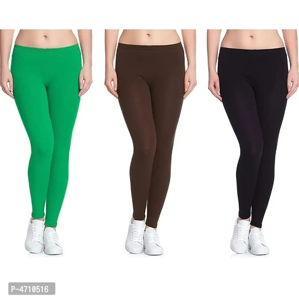 Stylish Cotton Ankle Length Leggings for Women ( Pack of 3 )( Free Size )