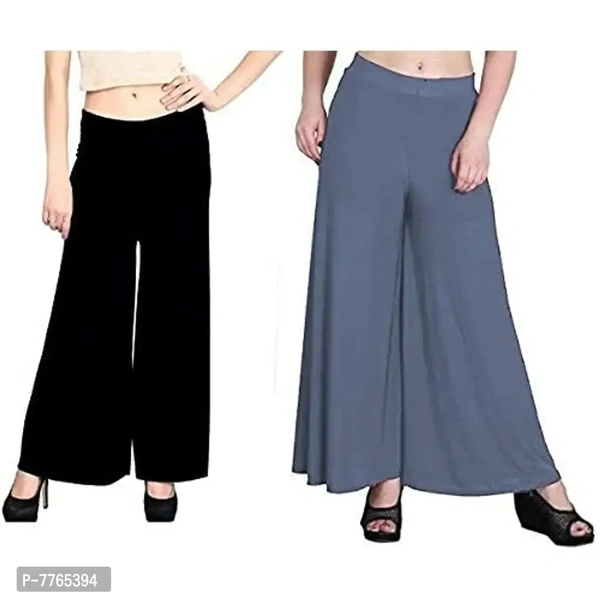 Aglobi Women's Loose Fit Cotton Palazzo (AGLOBI@P2_Black, Grye_Free Size)